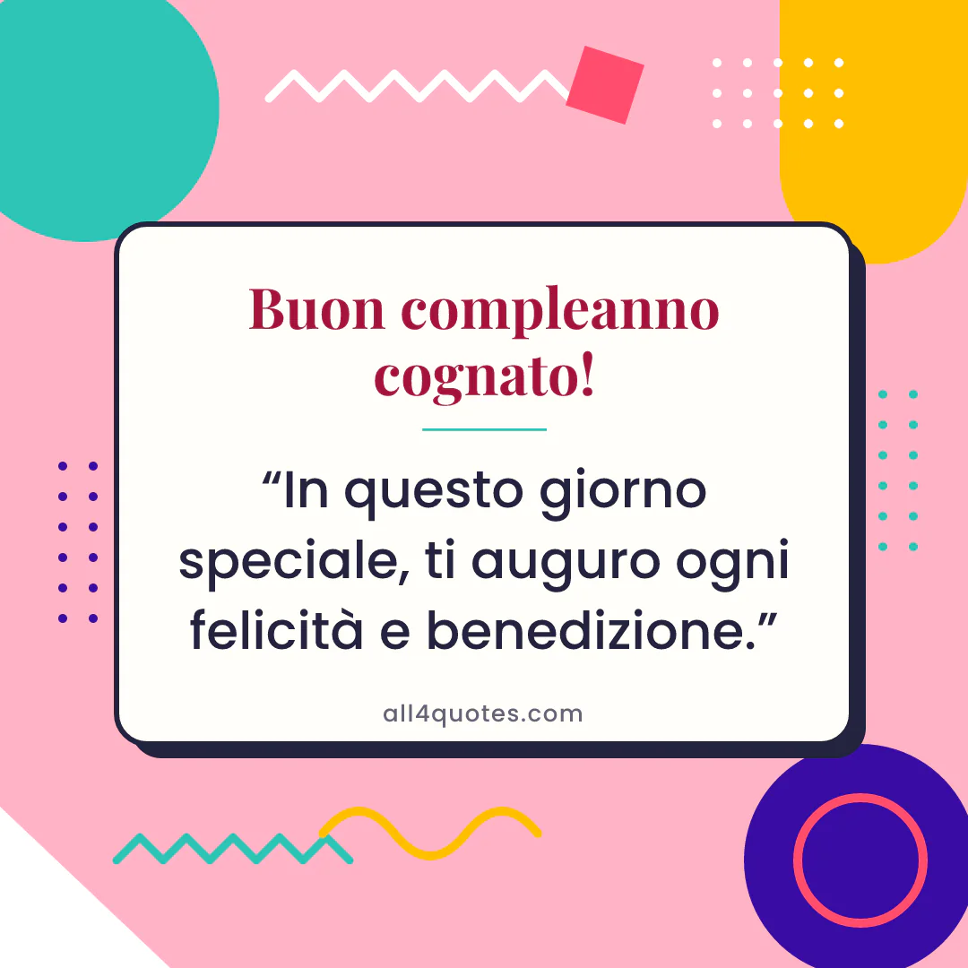 Biglietto di auguri per un cognato con forme geometriche rosa: «In questo giorno speciale, ti auguro ogni felicità e benedizione.»