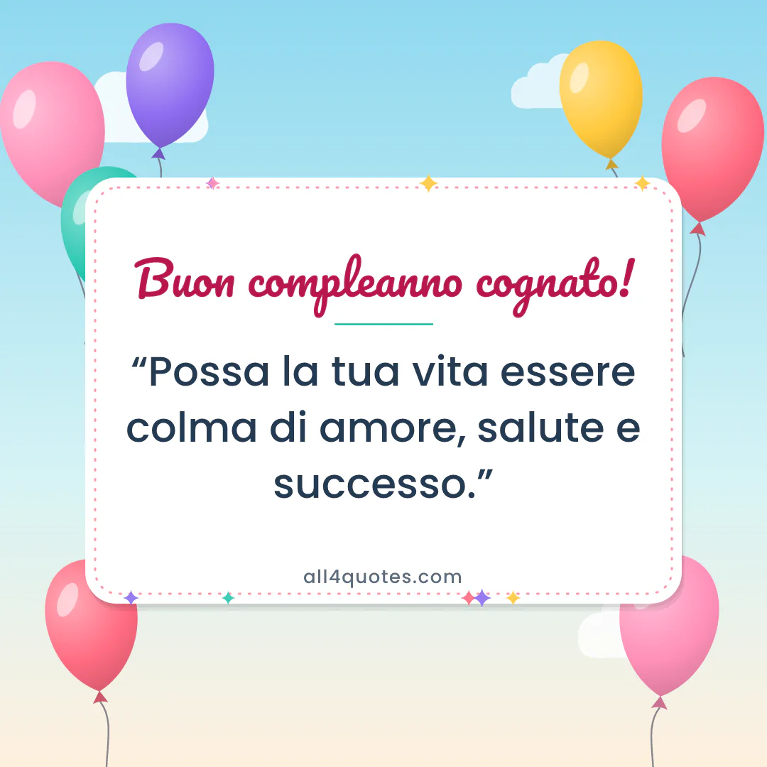 Biglietto di auguri per un cognato con palloncini colorati: «Possa la tua vita essere colma di amore, salute e successo.»