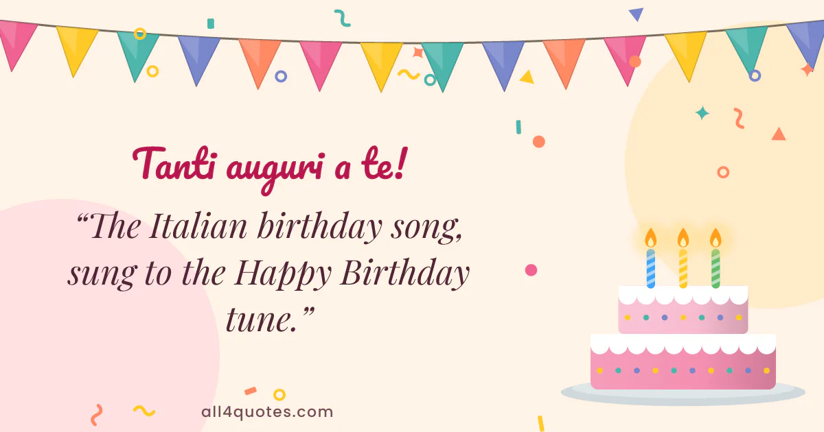 Birthday cake card that reads “Tanti auguri a te!”, the title of the Italian birthday song